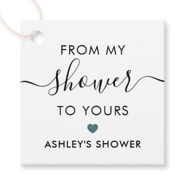 From My Shower To Yours, Bridal Shower Gray Teal Favor Tags