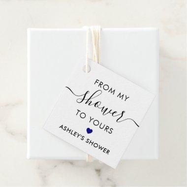 From My Shower To Yours, Bridal Shower Navy Blue Favor Tags