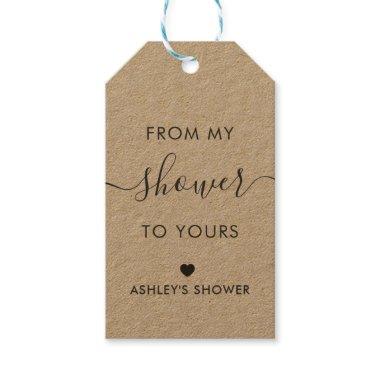 From My Shower To Yours, Bridal Shower Tag, Kraft Gift Tags