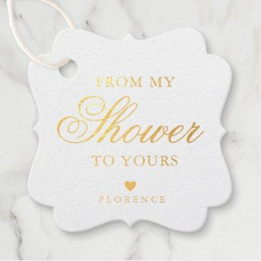 From My Shower To Yours Gold Foil Bridal Shower Foil Favor Tags