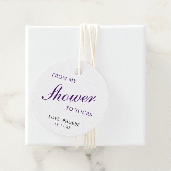 From My Shower To Yours Royal Purple Bridal Shower Favor Tags