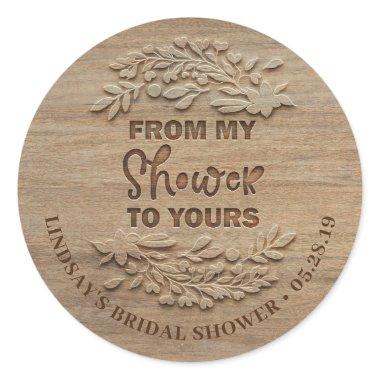 From My Shower To Yours - Rustic Thank You Classic Round Sticker