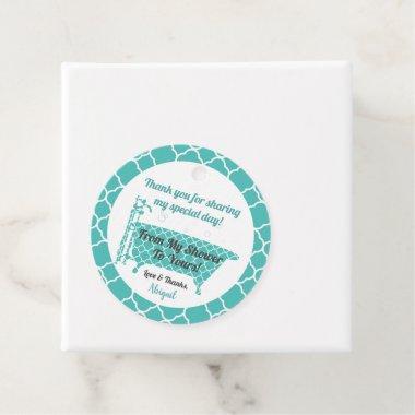 From My Shower To Yours Teal Quatrefoil Favor Tags