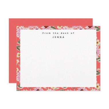 From The Desk Of Vibrant Floral Pattern Note