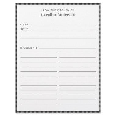From The Kitchen Black Gray Plaid Recipe Custom Flyer