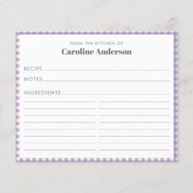 From The Kitchen of Name Lilac Plaid Recipe Invitations