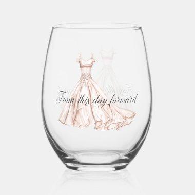 From This Day Forward Elegant Wedding Dress Whiskey Glass