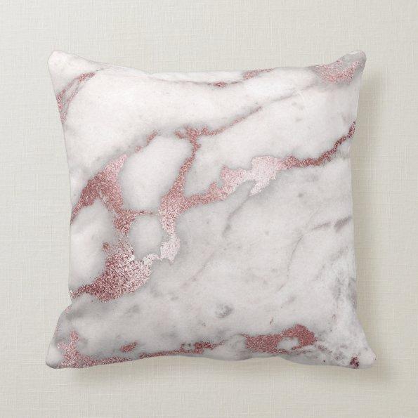 Frosted Blush Pink Rose Gold Marble Pillow