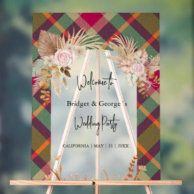 frosted colorful scottish autumn wedding welcome acrylic sign