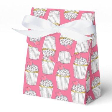 Frosted Pink Heart Cupcake Sprinkles Dessert Love Favor Boxes