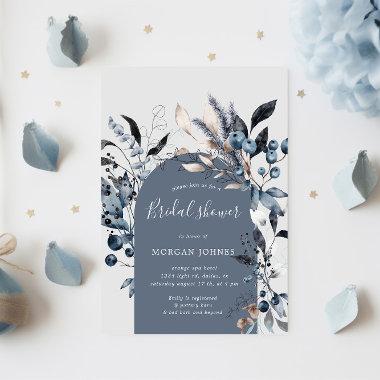 Frosty Winter Floral Arch Bridal Shower Invitations