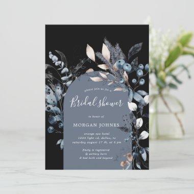 frosty winter floral arch bridal shower Invitations
