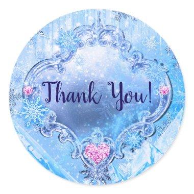 Frozen Ice & Snowflakes Winter Wonderland Party Classic Round Sticker