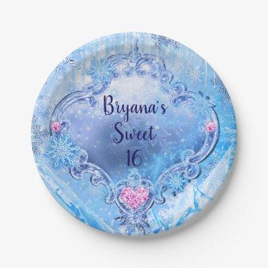 Frozen Ice & Snowflakes Winter Wonderland Party Paper Plates