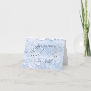 Frozen Winter Silver Snowflakes Wedding Thank You Invitations