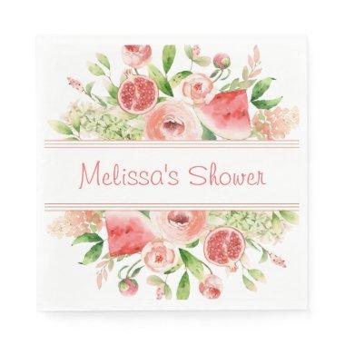 Fruit and Flowers Watercolor Party Napkins