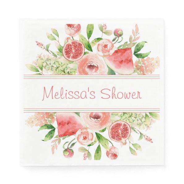 Fruit and Flowers Watercolor Party Napkins