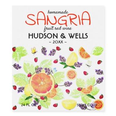 Fruit Citrus Grapefruit Lemon Sangria Wedding Wine Label