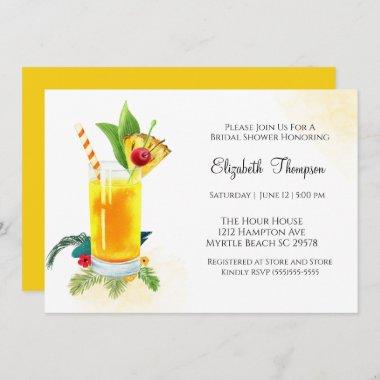 Fruit Drink Cocktail Yellow Bridal Shower  Invitations