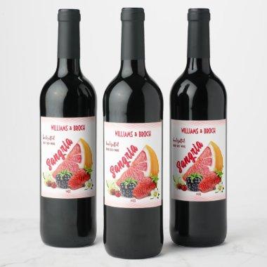 Fruit Sangria Wedding Wine Label