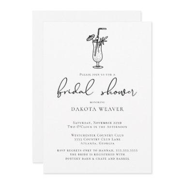 Fruity Drink Black White Calligraphy