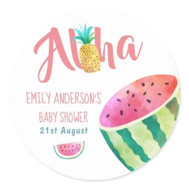 Fruity Tropical Baby Shower Stickers Melon ALOHA