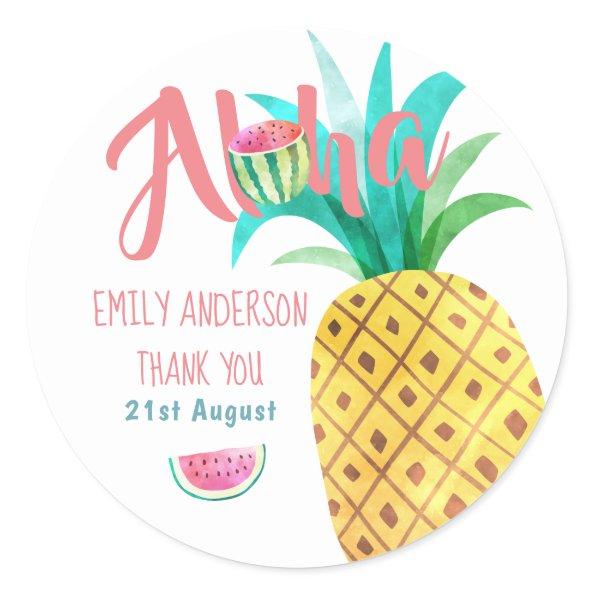 Fruity Tropical Thank You Stickers Pineapple