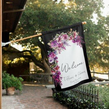 Fuchsia and Lavender Floral Arch  House Flag