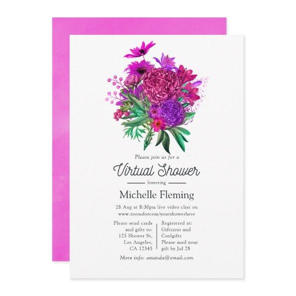 Fuchsia and Purple Shabby Floral Virtual Shower