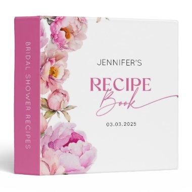 Fuchsia bright petals bridal shower recipe book 3 ring binder
