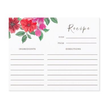 Fuchsia Floral Bridal Shower Recipe Invitations