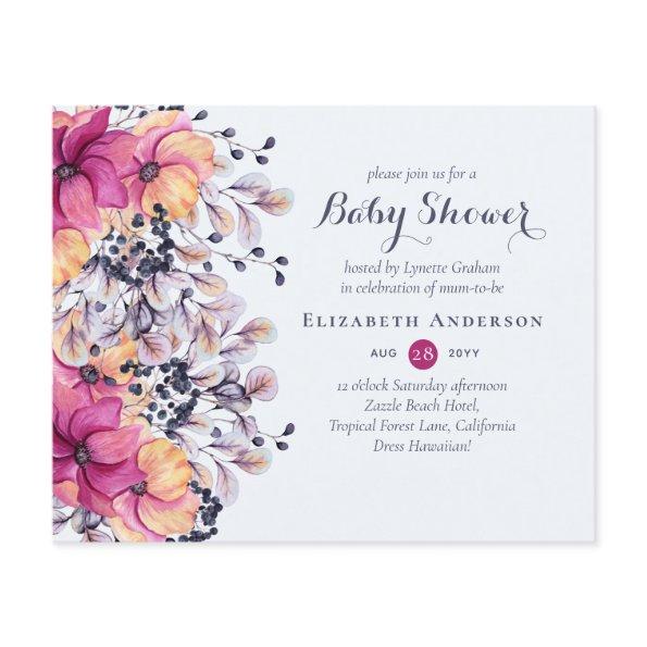 Fuchsia Ginger Floral Baby Shower Invites BUDGET