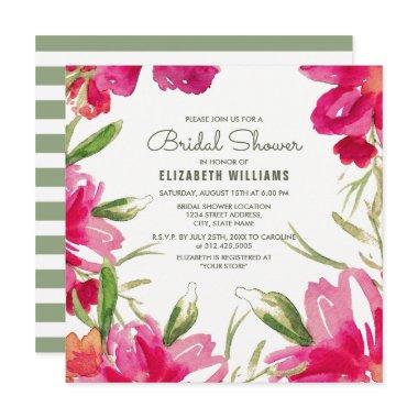 Fuchsia Green Floral Watercolor