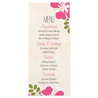 Fuchsia Hibiscus Hawaiian Menu Invitations