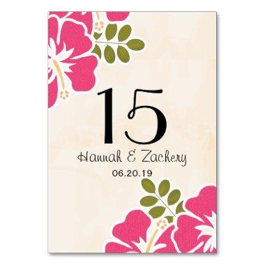 FUCHSIA HIBISCUS HAWAIIAN TROPICAL TABLE NUMBER