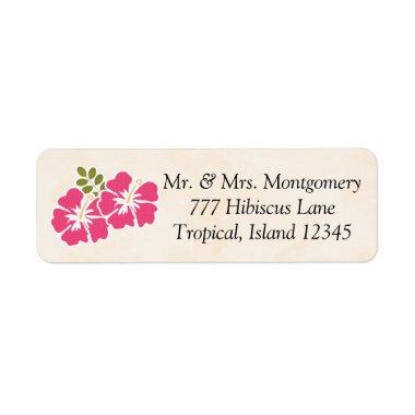 Fuchsia Hibiscus Tropical Themed Hawaiian Label