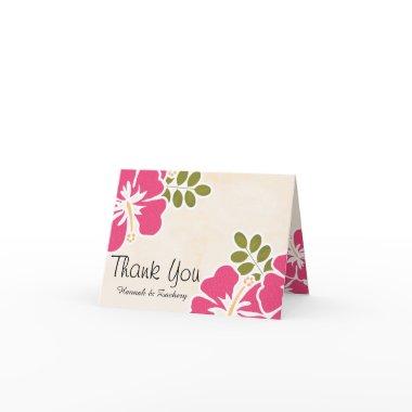 Fuchsia Hibiscus Wedding Thank You Notes Invitations