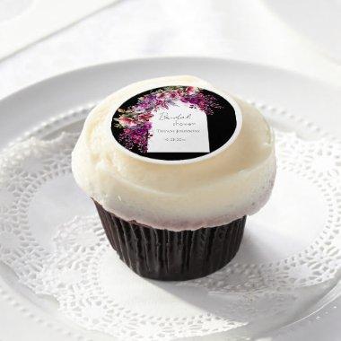 Fuchsia Lavender Floral Arch Bridal Shower Edible Frosting Rounds