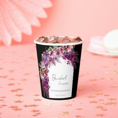 Fuchsia Lavender Floral Arch Bridal Shower Paper Cups