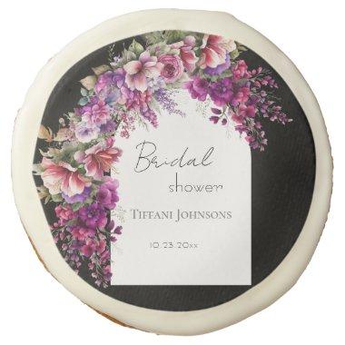 Fuchsia Lavender Floral Arch Bridal Shower Sugar Cookie