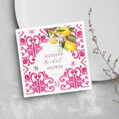 Fuchsia Majolica magenta tiles  Napkins