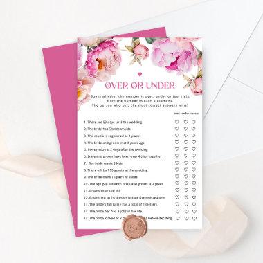 Fuchsia petals over or under bridal shower game