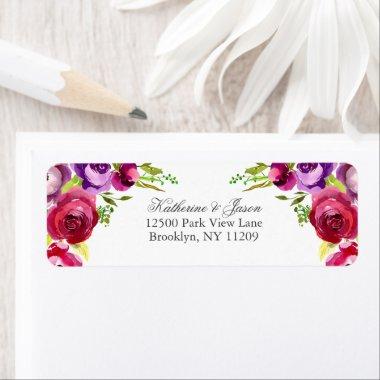 Fuchsia Pink Floral Garden Wedding Return Address Label