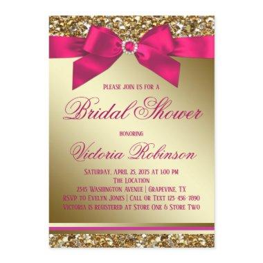 Fuchsia Pink Gold Bridal Shower Invitations