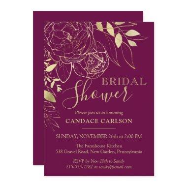 Fuchsia Pink & Gold Modern Floral