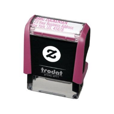 FUCHSIA PINK INK Return Address Self-inking Stamp