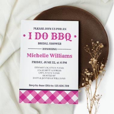 Fuchsia Plaid | Rustic I DO BBQ Bridal Shower Invitations