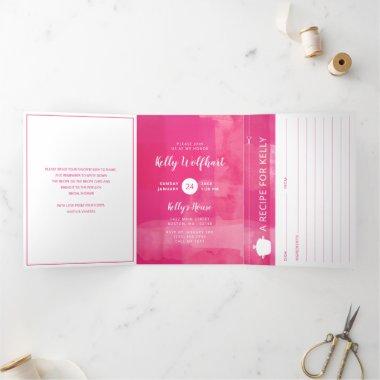 Fuchsia Potluck Bridal Shower with Recipe Invitations