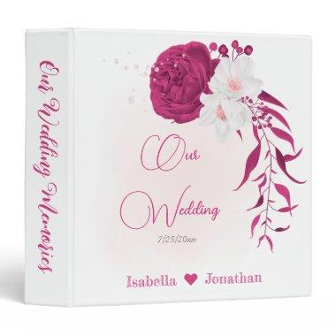 fuchsia & white floral wedding photo album 3 ring binder