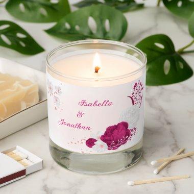 fuchsia white flowers botanical wedding scented candle